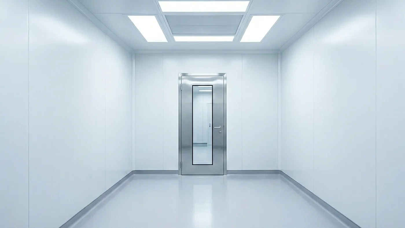 A modular cleanroom interior; cost is driven by ISO class, area, HVAC and finishes.