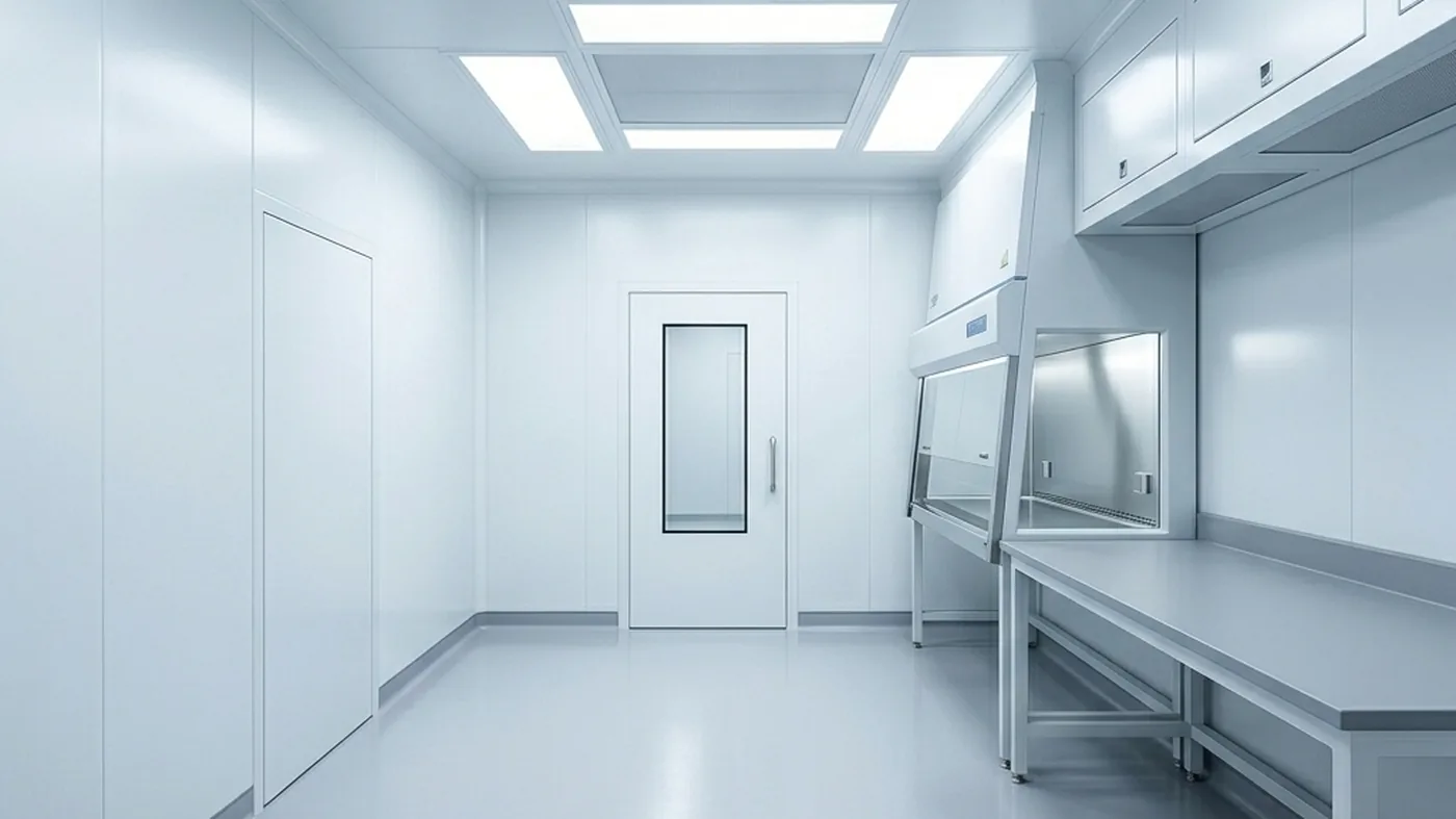 A quality-control cleanroom laboratory used for environmental monitoring and testing.