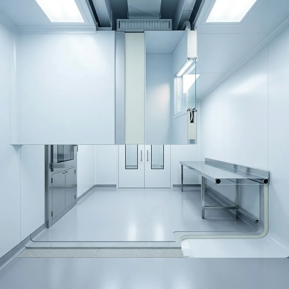 Modular cleanroom wall and ceiling sandwich panel